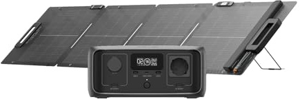 EcoFlow RIVER 3 tragbare Powerstation 245Wh mit 110W Solarpanel, <10 ms USV | bis zu 600 W Leistung, LFP Batterie, GaN verdoppelt die Laufzeit, 30% kompakterer Solargenerator für Outdoor-Camping
