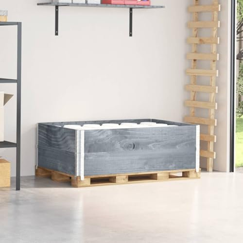 Juroupi Pallet Collars 2 pcs Grey 120x80 cm Solid Wood Pine,Pallet Collars,Versatile for Storage or Raised Garden Bed,Space Saving-4010277