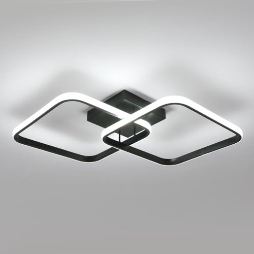 SENQIU Plafoniera LED Soffitto, 42W 4725LM Lampada da Soffitto Quadrata, Lampadario LED Moderna in Acrilico per Camera da letto Soggiorno Cucina Sala da Pranzo, 6500K Luce Bianca Fredda, Nero