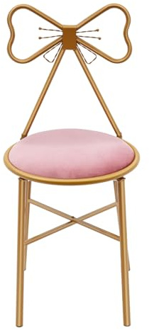 SODONAD Bow Vanity Chair, Pink Bow Chair for Vanity, Gold Metal Kids Vanity Chair Bow with Backres, Butterfly Stool for Living Rooms, Bedrooms, Lounge Rooms, Cafes, Capacity 220 Lbs, Pink
