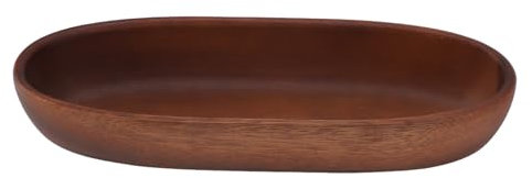 Yosoo Wooden Salad Bowl Large Capacity with Boat Wooden Tray for Food Bread Fruits Snack Dessert, Solid Wood, Home Kitchen Decor, Dining Table Centerpiece (M(59cm / 23.2in Long))