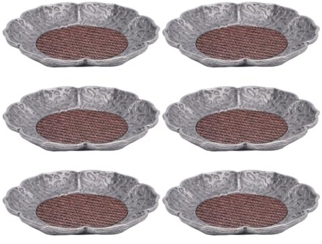 Ensemble de Montagnes Russes en Alliage en Zinc avec Texture Martelée et Fabrication de Rotin, Tapis de Tasse D'isolation Thermique pour Cérémonie de thé, Idéal pour Usage