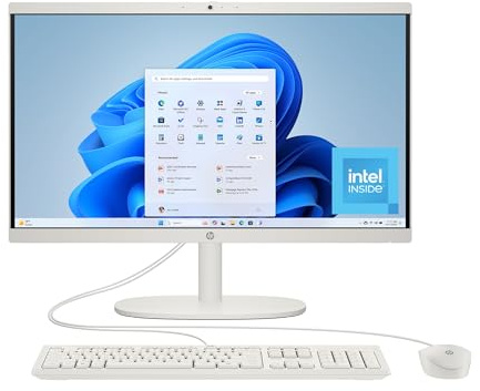 HP 21.45 inch All-in-One Desktop PC, FHD Display, Intel Processor N200, 8 GB RAM, 512 GB SSD, Intel UHD Graphics, Windows 11 Home, Cashmere White, 22-dg0440 (2025)