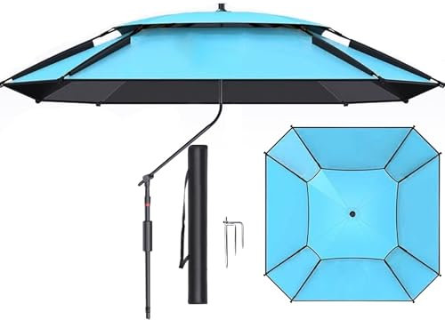 Sombrilla de Jardín Inclinable, Sombrilla Cuadrada, Sombrilla Balcón con Protección UV50, Ideal para Playa, Pesca y Camping(220cm/7ft)