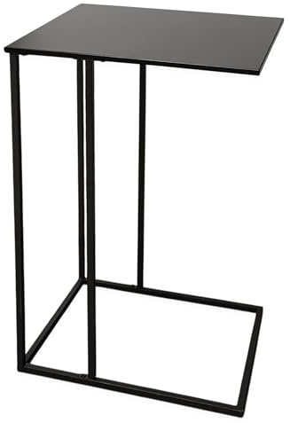Spetebo Metall Beistelltisch in C Form schwarz - 58 x 40 cm | Modernes Design, Laptoptisch, Multifunktionstisch, Für Sofa Sessel Bett