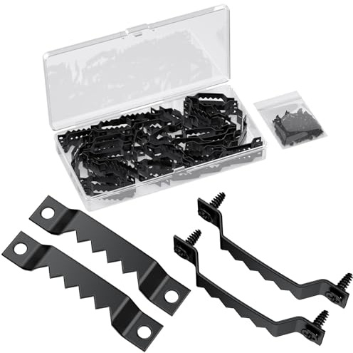 Uniclife 50 Pezzi Ganci a Dente di Sega per Quadri con Viti Portata 6,8 KG Ganci Resistente per Dipinti Opere d'Arte Orologi Piccoli Ganci per Appendere Quadri Supporti per Cornici Accessori Appendere