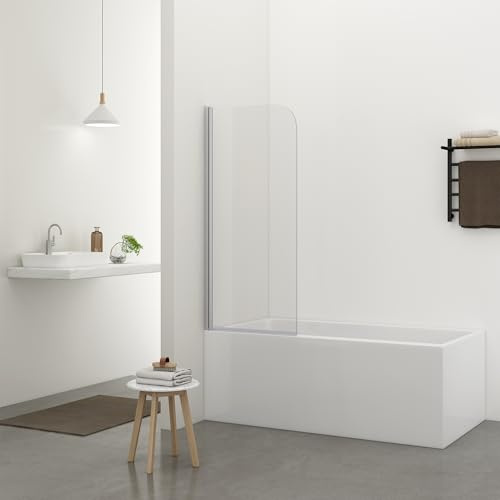 Bathlink 80x140cm Duschwand für Dusche,1-seitig 5mm ESG NANO Glas Badewannenaufsatz, Duschwand Badewanne Duschabtrennung