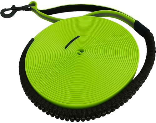 Schleppleine Biothane Romeo ca. 10 m – Reflektierend & wasserfest – mit Rückdämpfer & Haltegriff – für kleine & mittelgroße Hunde – ideal für Rückruf, Training & Freilauf (Grün)