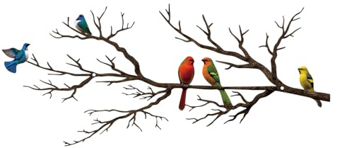 ESTART Wanddekoration mit Vögeln aus Metall, lebendige Vögel auf AST, Silhouette, Wanddekoration, für den Außenbereich, Wandskulptur zum Aufhängen, für Zuhause, Balkon (Vintage Farbe, Klein)