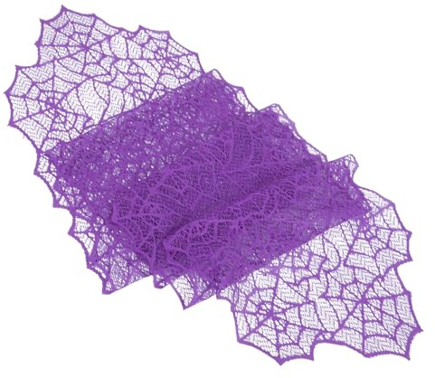 DECORNIJIA Decoración Halloween Mesa Encaje Telaraña Morada Protección para Mesa y Festivo Hogar Restaurante