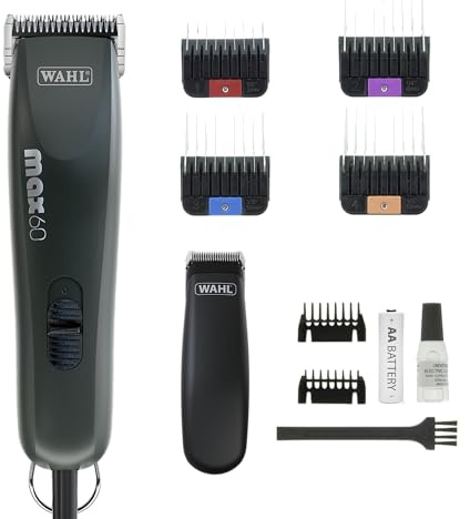 WAHL Animal Clipper Kit Max 60 och Pocket Pro, djurklippare och trimmer, för hund/katt, verktyg för djurtrimning, djurtrimningsset, alla pälstyper, låga vibrationer, låg vikt, hemtrimning, svart