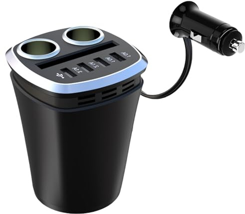 BUBEFSKD Presa Corrente 6 in 1 da 120 W con 4 Adattatori Ricarica per Auto USB 2 Splitter Presa Corrente Tablet Telefonico