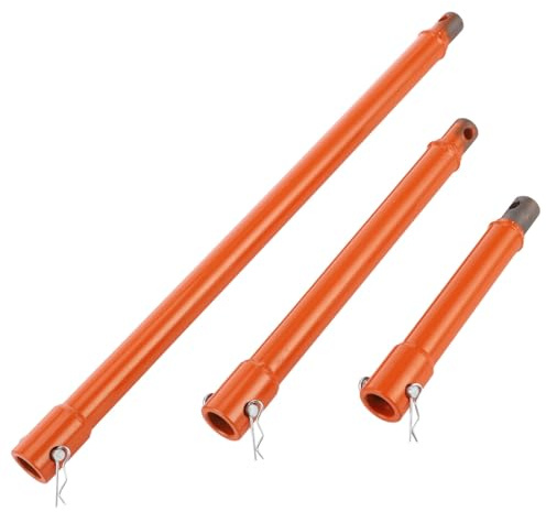 3 Pcs Auger Extension Drill Bits Set, Including 7.7 in, 11.4 in, 19.3 in, Metal 3/4 Shaft Earth Auger Drill Bit Extension Post Hole Digger Extensions with Safety Pin, Orange