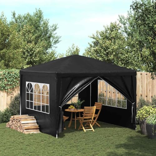Nqyjm Trädgårdspaviljong utomhus mottagningstält 3 x 3 m antracit, lusthus för bröllop, fester, camping, kommersiella evenemang
