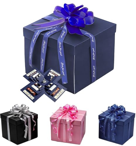 DIYCUT Scatola Esplosiva Regalo 5 Strati, Creative Scatoline Portaconfetti, Scatola Sorpresa con Nastro, Blu Scatole per Regali, per Compleanni, San Valentino, Matrimoni