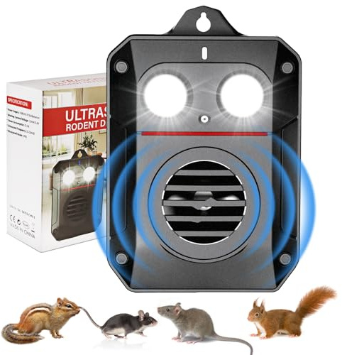 ADOGO Marderschreck Auto, Maderschrecker Auto, Marderschreck Dachboden, Ultraschall Marderschreck Blitzlicht, Marderabwehr Ultraschall Für Autos, Mauseschreck Für Garage, Dachboden Und Garten