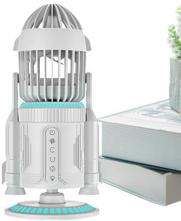 Ventilateur de bureau - 6,3 x 5,8 x 12,8 pouces, appareil rotatif rechargeable par USB, moteur silencieux à grande vitesse | Table d'étude, bureau, établi, voyage, appartement, salle de classe