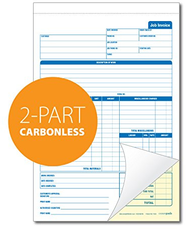 Job Invoice Book A4 – Contractors, Service & Repair Businesses – 2-Part Duplicate NCR Carbonless – 50 Sets – Ocean Pads (70024)