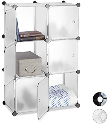 Relaxdays Regalsystem Badregal Kunststoff, HBT 98x66x32cm, transparent | Raumteiler