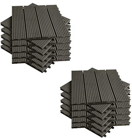EUGAD Dalle de Terrasse Clipsable, Lot de 12 Carreaux de Sol Extéreiur, avec Fixation Emboîtable, pour Terrasse, Balcon, Jardin, Patio, en Plastique, 30x30cm, Marron