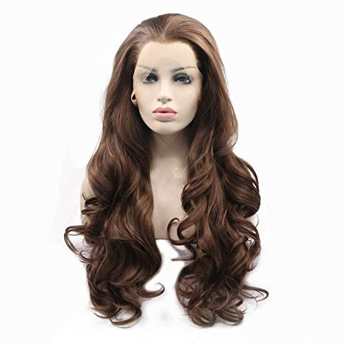 Lange wellige Braune Lace Front Perücken 13x4 Lace 24In | hitzebeständigem Syntehtic für Ersatz Perücke