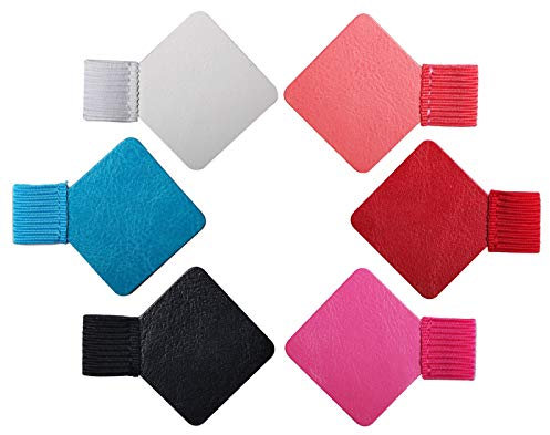 Stifthalter Selbstklebend,6 Pack Diamant Form Stiftschlaufe Halter Leder Elastische Stiftschlaufe für Notebook Kalender Farben