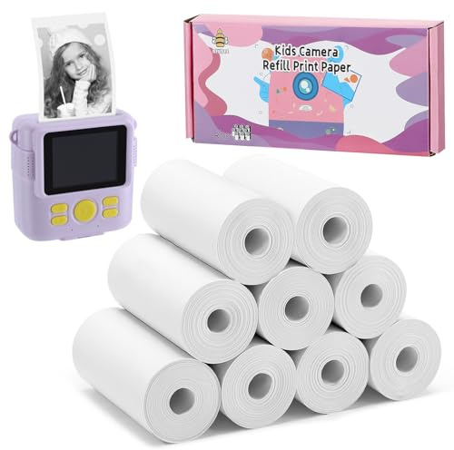 9 Rollen Kinder Sofortbildkamera-Druck-Nachfüllpapier - Fotodrucker-Thermopapierrollen, Sofortdruck-Kamera-Nachfüllpapier für 4, 5, 6, 7, 8, 9, 10 Jahre alte Mädchen, Jungen, Geburtstagsgeschenke