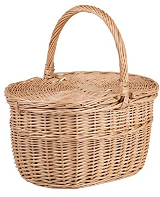 e-wicker24 Un Petit Panier en Osier Naturel Pique-Nique,Panier en Osier, Panier Cadeau, Panier de Courses au supermarché, (35x28 H20/30, Naturel)