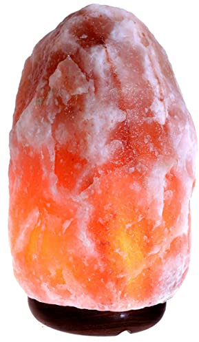 Lampada di sale rosa dell’Himalaya originale 2/3 kg, 100% Naturale, base in legno, 1 lampadina con spina Europea conforme a norme CE