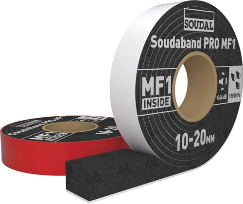 Soudal Pro MF1 Fugendichtband Breite 15-30mm, Tiefe 53mm, Länge 4m - Dichtungsband selbstklebend für den Innen- und Außenbereich, PUR-Weichschaumstoff schwarz
