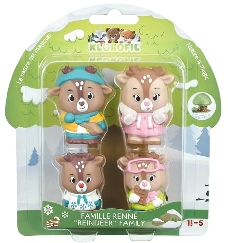 Sophie la Girafe Vulli - Lot de 4 personnages 'Gla Gla' à Collectionner - Famille Rennes - Jouets Enfants - Univers Klorofil - Invente tes Histoires - Thème des Montagnes Enneigées, (700308)