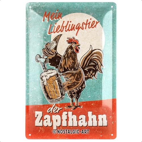 Nostalgic-Art Retro Blechschild, 20 x 30 cm, Lieblingstier Zapfhahn – Geschenk-Idee für Bier-Fans, aus Metall, Vintage Design mit Spruch, Blechschilder Sprüche, Bier-Deko | aus Metall, Vintage Design, Blechschilder Sprüche, Bier-Deko, Geschenk-Idee für den Biergarten