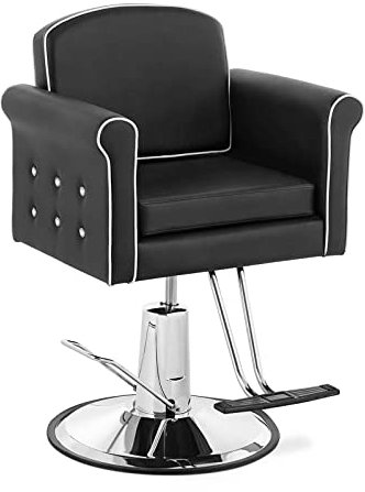 Physa Tring Black Friseurstuhl mit Fußstütze Hydraulikpumpe 520-630 mm höhenverstellbar bis 150 kg Friseursessel Friseurstuhl