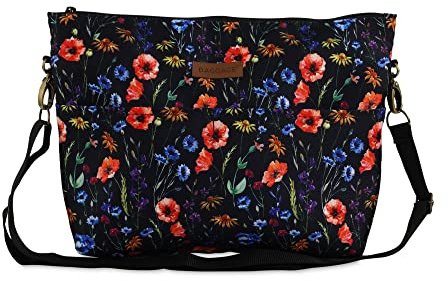 Wickeltasche Kinderwagen Organizer - Windeltasche für Buggy oder Kinderwagen Diaper Bag Kinderwagentasche oder Schultertasche Mohnblumen