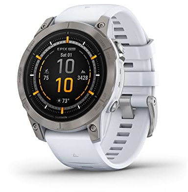 Garmin Epix Pro (Gen 2) Sapphire Edition, 47 mm, smartwatch ad alte prestazioni, tecnologia avanzata di guida, torcia integrata, pietra bianca