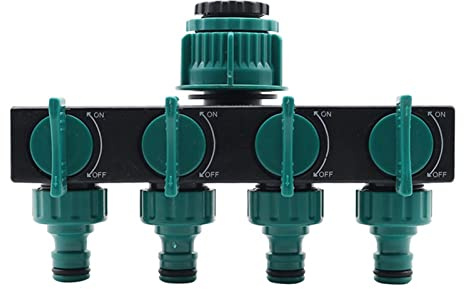 CHSEEO Divisor de Manguera de jardín de 4 vías, Divisor de Grifo Agua con 4 válvulas Conector Manguera de Adaptador Manguera jardín Accesorio riego para Regar Flores, Lavar Coches, Bañar Mascotas