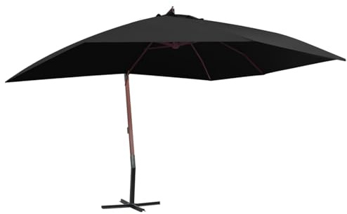Homgoday Ampelschirm mit Holz-Mast 400x300 cm Schwarz Rasen, Garten Model47122