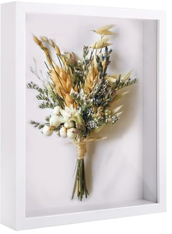 Gebrazy Cornice per Foto 3D 25 X 20 CM, Cornice Per Oggetti Da 3 CM, Cornice Profonda per Foto Reali, Opera D'arte, Souvenir, Regalo di Nozze, Medaglia (Bianco)