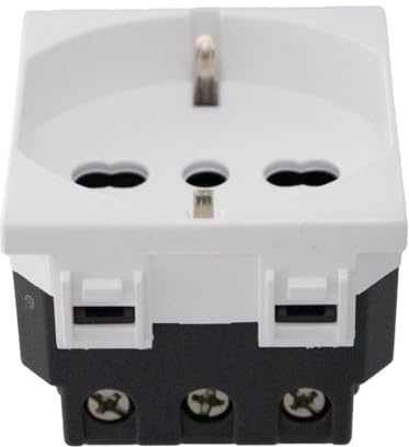 1 toma Schuko universal 2P + T 16 A, color blanco, compatible con Bticino Living Light