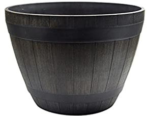 Blumentopf aus Kunstharz, rund, Pflanzgefäß für drinnen und draußen, Garten, Hof, Terrasse, Pflanzgefäß, Pflanzgefäß, halbes Fass, Blumentopf aus PP-Harz (51 cm)