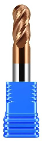 sisona 1/4 Carbide Ball Nose end Mill Bits - 1/4 Shank Dia,2'' Oal - 4 Flutes TISIN Coated - for Alloy Steels, Hardened Steels