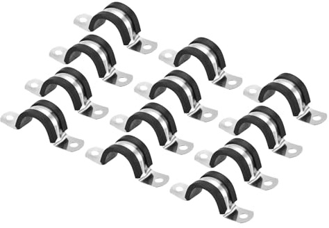 Unifizz 12Pcs 22mm(7/8) U-Shape Stainless Steel Rubber Cushioned Pipe Clamp
