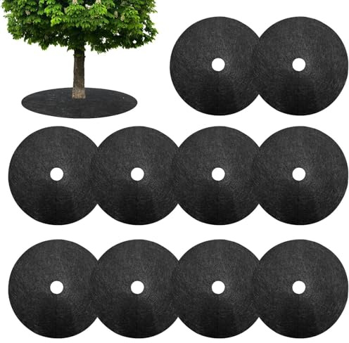 Baumschutz Unkrautmatten, 20 Stück 27cm Baummulchring Unkrautbarriere Baumschutzmatte Rund, Nichtgewebte Unkrautschutzmatte, Unkrautvlies Gartenvlies Mulchscheibe zur Unkrautbekämpfung Wurzelschutz