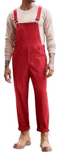 Runcati Cord-Latzhose für Herren, Arbeitskleidung, modisch, lässig, Overall, verstellbarer Riemen, Strampler