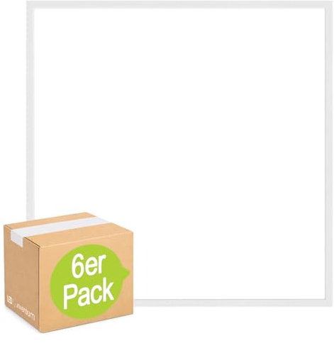6x LED Panel rahmenlos 62x62cm 40W 4000K neutralweiß 4000lm 100 Lumen/Watt flimmerfrei UGR<22 Einbau Rasterleuchte Einlegeleuchte Deckenleuchte Odenwalddecke OWA 620x620x35mm