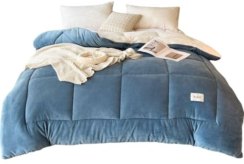 Baumwolle Winter - Winter Warmer Milchsamt Samtkern, Dicker Warmer Plüsch Duvet Winter Quilt Plus Samtkern Steppdecke Wintersteppdecke (Blau,150 * 200cm(3KG))