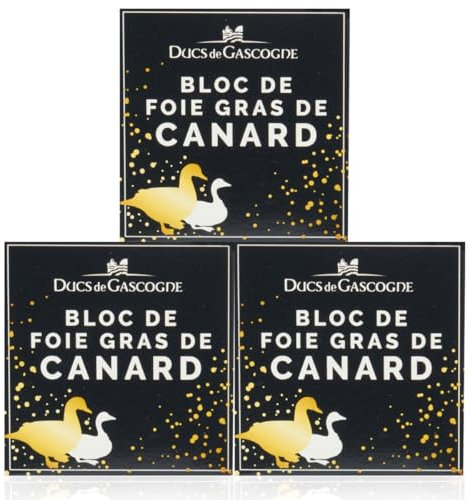 3 Blocs de Foie Gras de Canard – Une délicatesse française du Sud-Ouest. Lot de 3 blocs foie gras de canard à 3x65g.