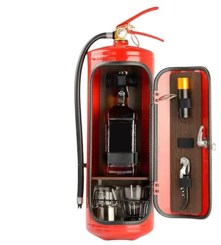 TQEBWUS Minibar Feuerlöscher – Mobile Bar – Metal, for Whisky-Liebhaber Und Feuerwehrleute, Liebhaber Männer, Weinschrank-Desktop-Dekoration, Kreativer Neuheits-Barschrank Für