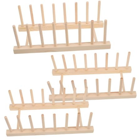 PRETYZOOM 3piezas Estante De Almacenamiento De Madera Para Cocina Soporte Para Platos Organizador Para Armarios Para Platos Ollas Tapas Tazones Tazas Tablas De Cortar y Estante Para Encimera