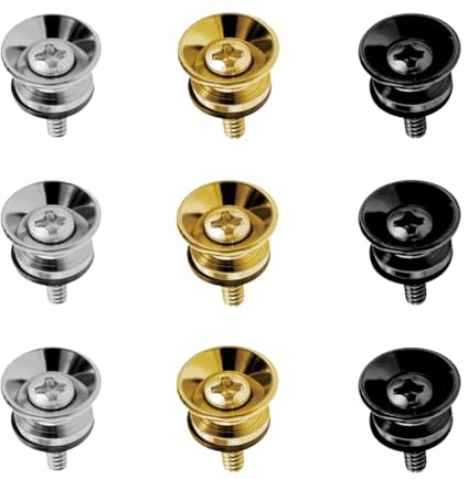 9 Stück Gitarrengurt Knöpfe Metallende Buttons,Metall Endknopf,Strap Endpins,Schnellspanner,Gitarrengurtknopf,mit Befestigungsschrauben Gummi Kissen,für Klassische Elektrische Akustik Gitarre